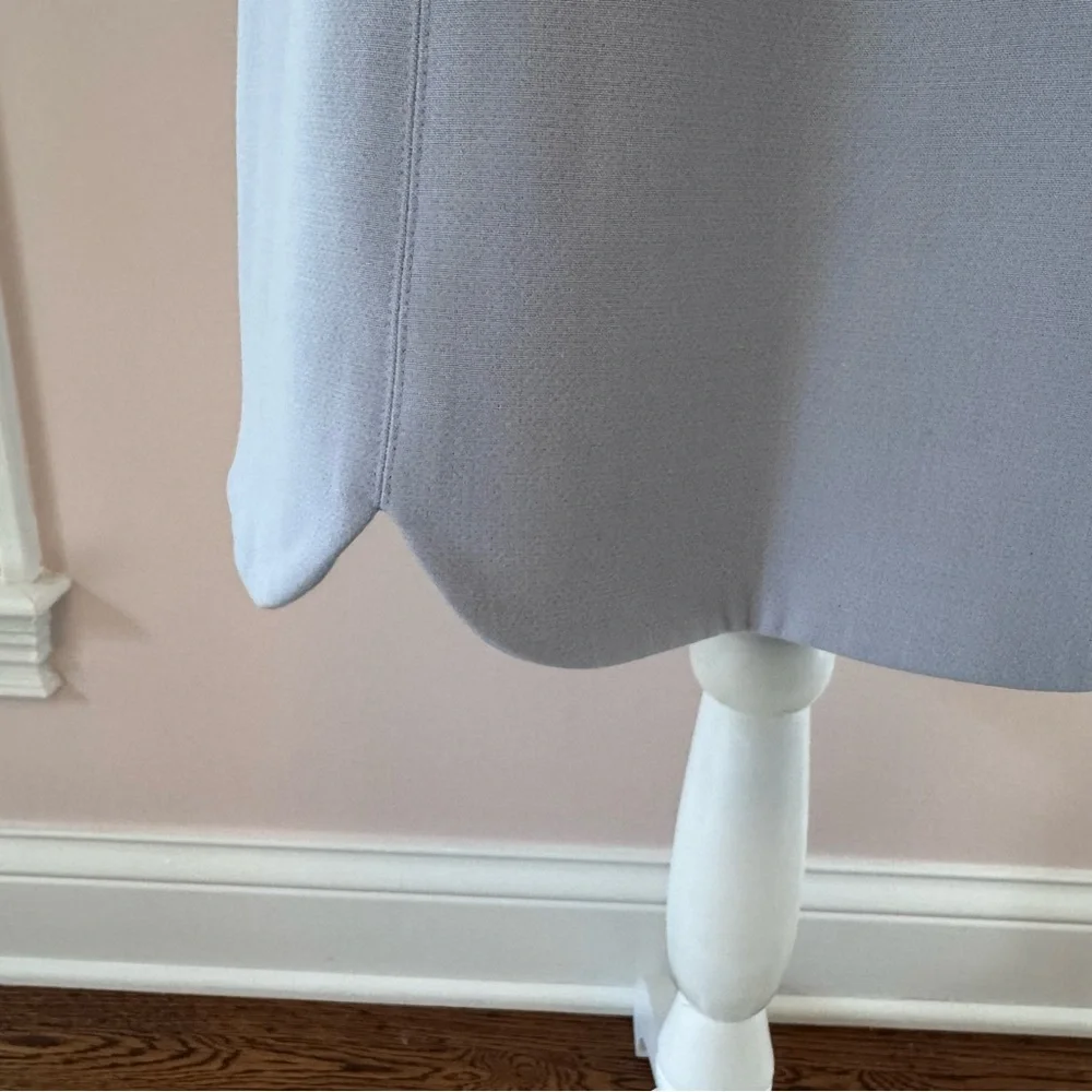 Shoshanna Mock Neck Sleeveless Scallop Hem Dress Light Blue Size 6 - Picture 4 of 9